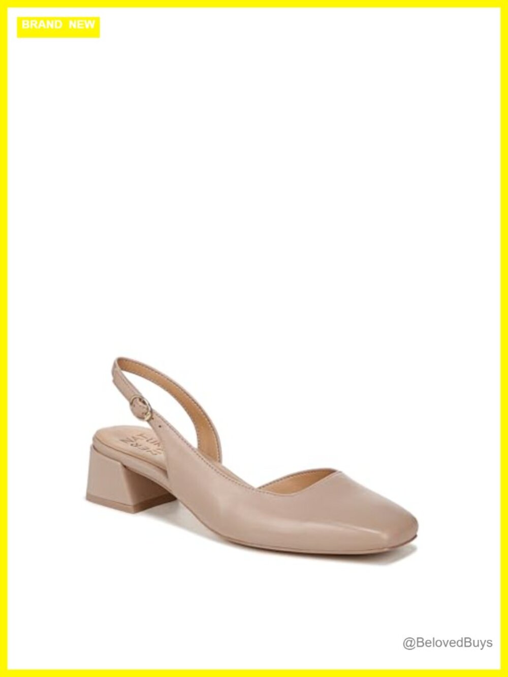 Slingback Block Heel Pump D'Orsay Square Toe Dress Shoe